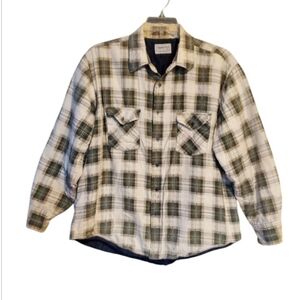 Vintage Mens XL Lumberjack Button Up Flannel Shirt Plaid Shacket 90s Grunge Work